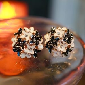 New 925 Four Leaf Flower Diamond Stud earrings